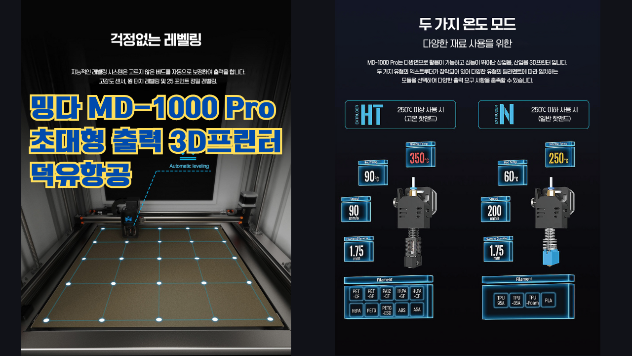 밍다 MD-1000Pro 초대형 고속출력 3D프린터; Mingda MD1000Pro 1000mmX1000mmX1000mm