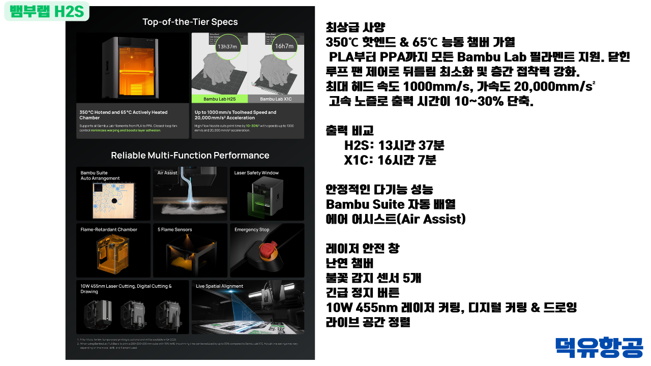 뱀부랩 H2S 3D프린터 제품선택 이유는? #BambuLab #뱀부랩 #H2S #덕유항공 #제품설명 #H2D,  #X1C #비교설명