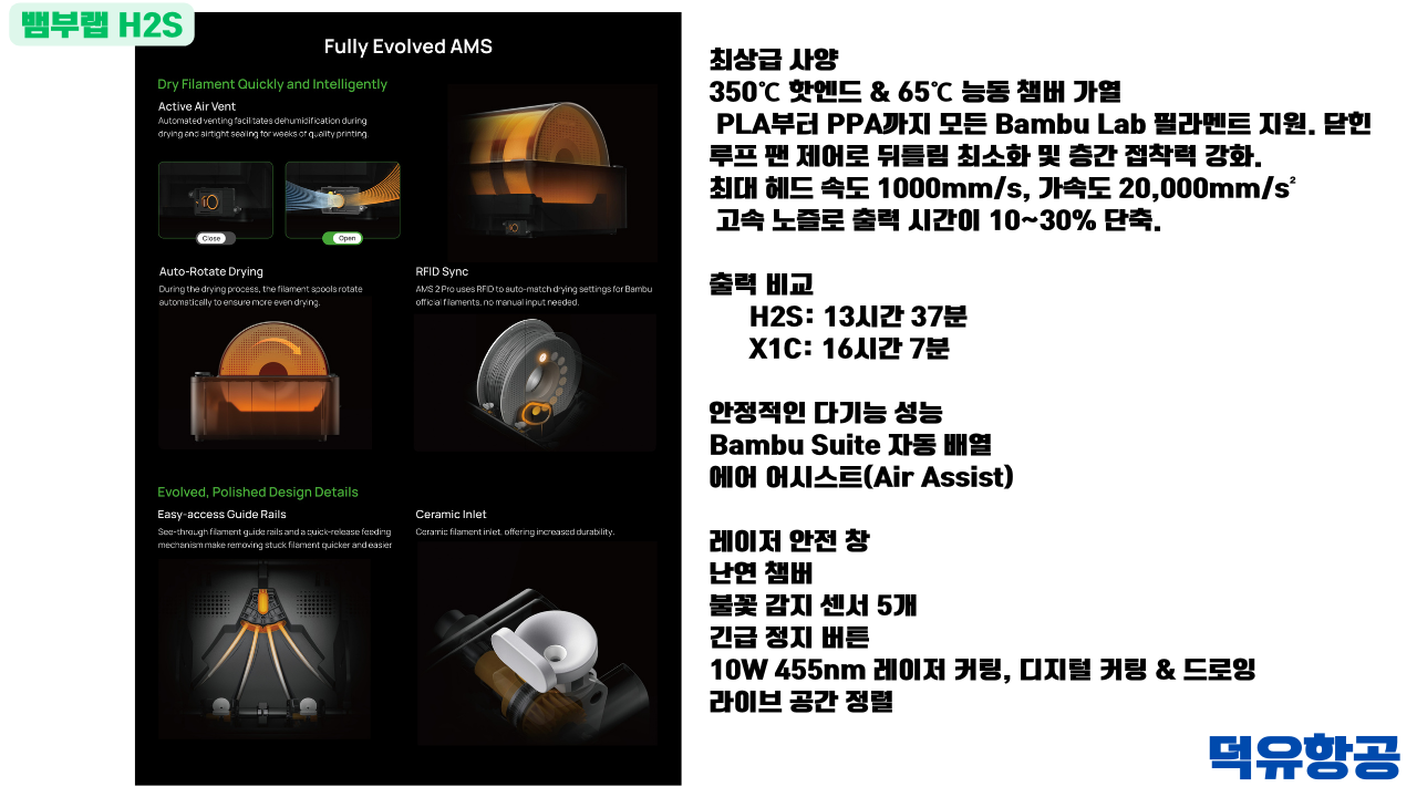 뱀부랩 H2S 3D프린터 제품선택 이유는? #BambuLab #뱀부랩 #H2S #덕유항공 #제품설명 #H2D,  #X1C #비교설명