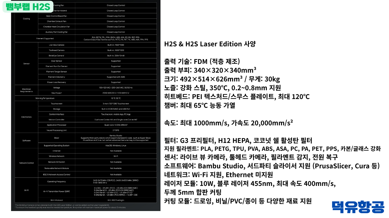 뱀부랩 H2S 3D프린터 제품선택 이유는? #BambuLab #뱀부랩 #H2S #덕유항공 #제품설명 #H2D,  #X1C #비교설명
