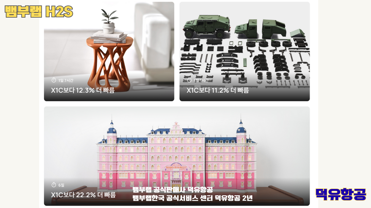 뱀부랩 H2S 3D프린터 덕유항공, Bambu Lab H2S 3D Printer 공식판매사 #뱀부랩공식판매사덕유항공 #뱀부랩 #H2S #스펙 #340*320*340mm³ #PLA #PETG #TPU #PVA #BVOH #ABS #ASA #PC #PA #PET #PPS