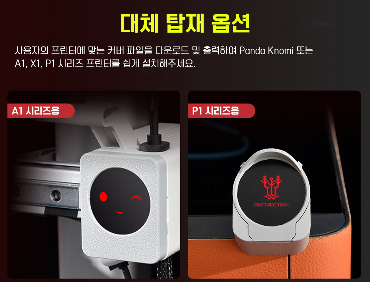 판다 노미,뱀부랩 A1시리즈 스마트 디스플레이, #BIGTREETECH Panda Knomi, Bambulab 프린터용, 맞춤형GIF #덕유항공