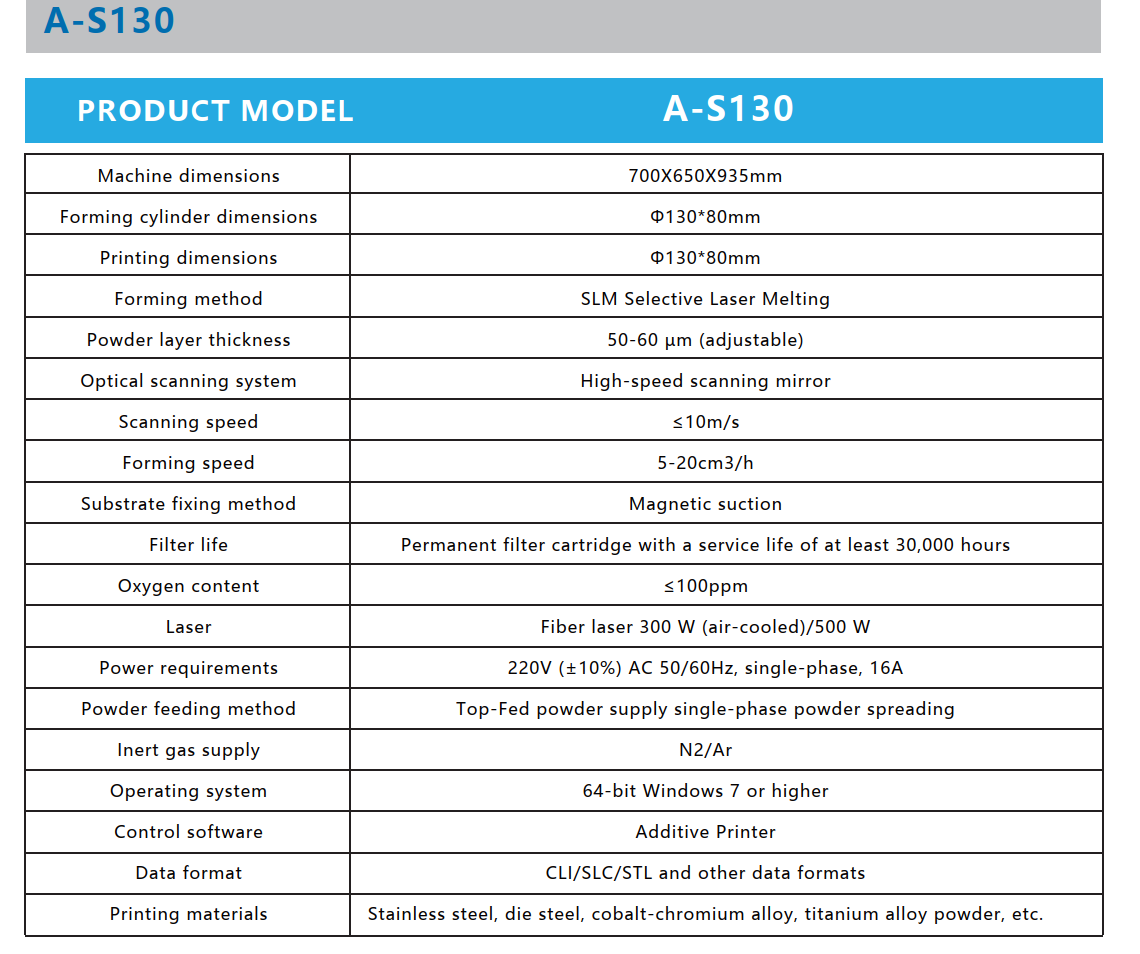 GooFoo SLM 3D프린터 스펙 GooFoo A-S130 SLM