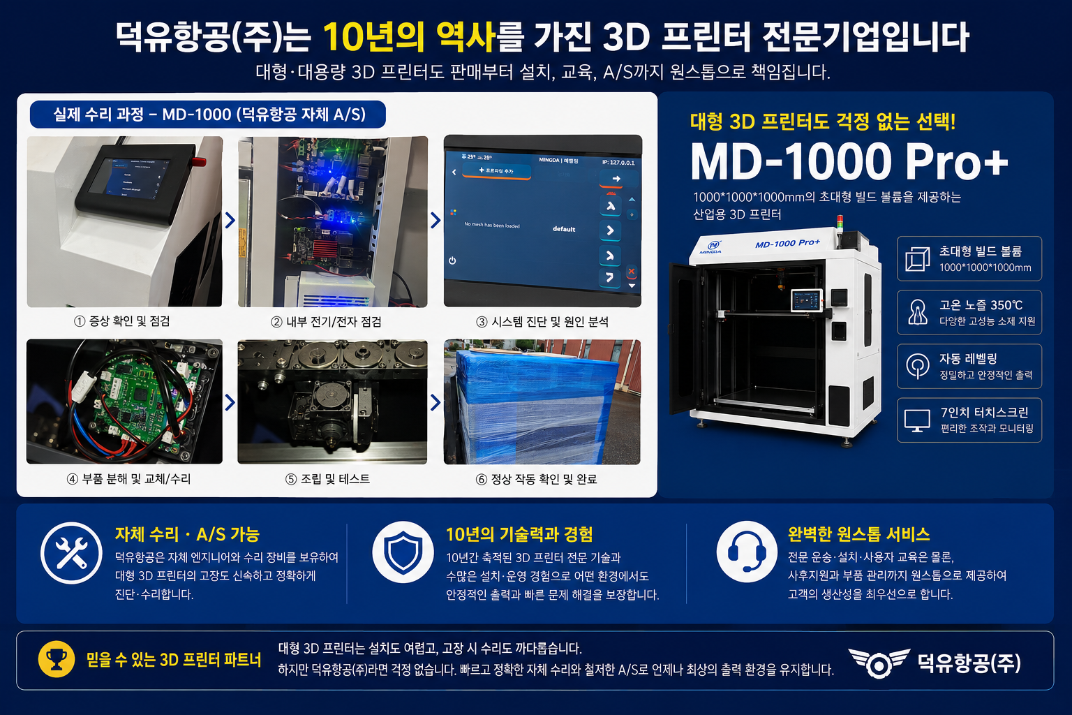 Mingda MD-1000 Pro+ 대형 산업용 3D프린터, 밍다 MD-1000 Pro+ 판매 배송 설치 덕유항공