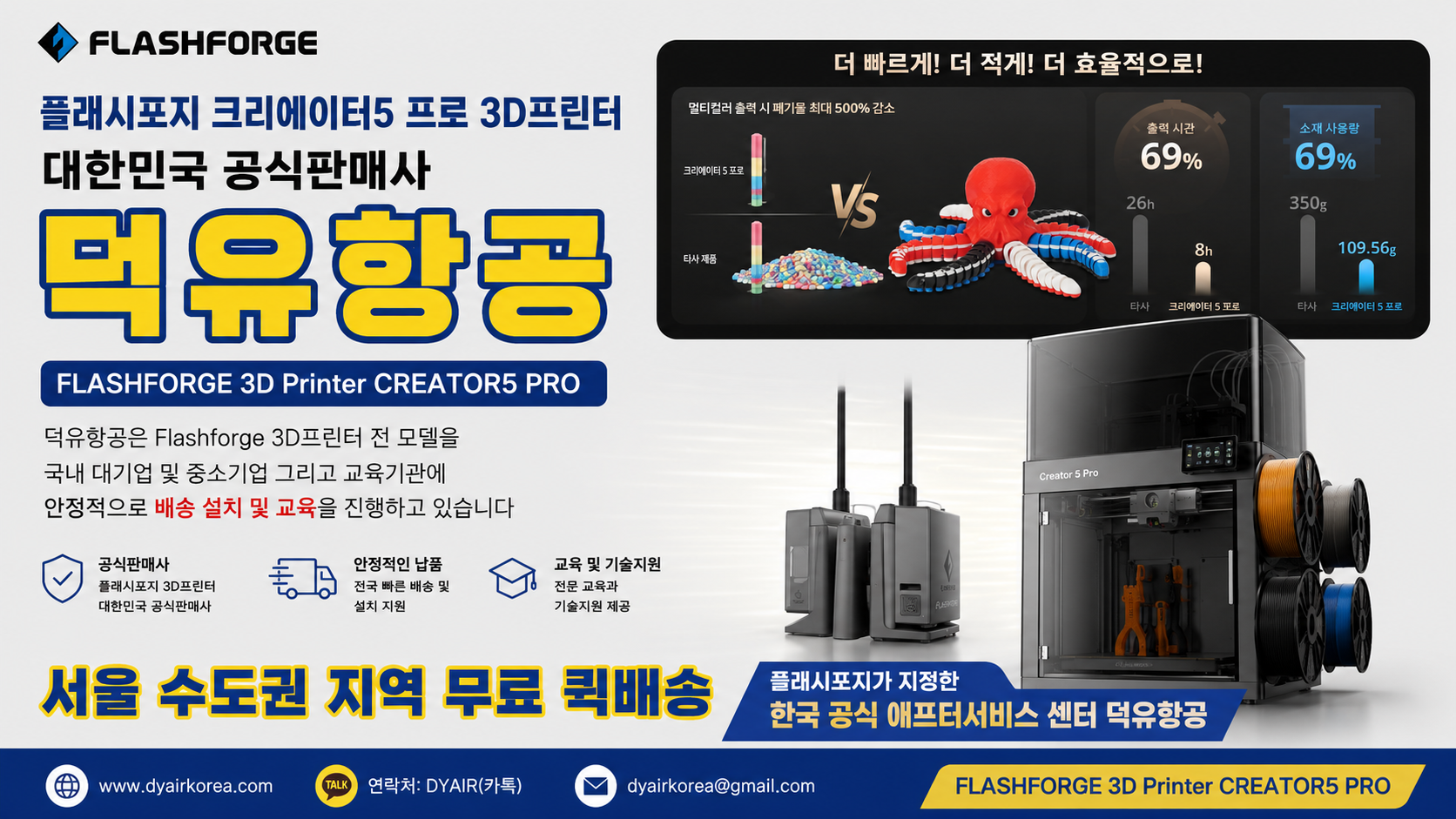 플래시포지 크리에이터5프로 리뷰, Flashforge 3D프린터 500% 더 빨리진 놀라운 성능