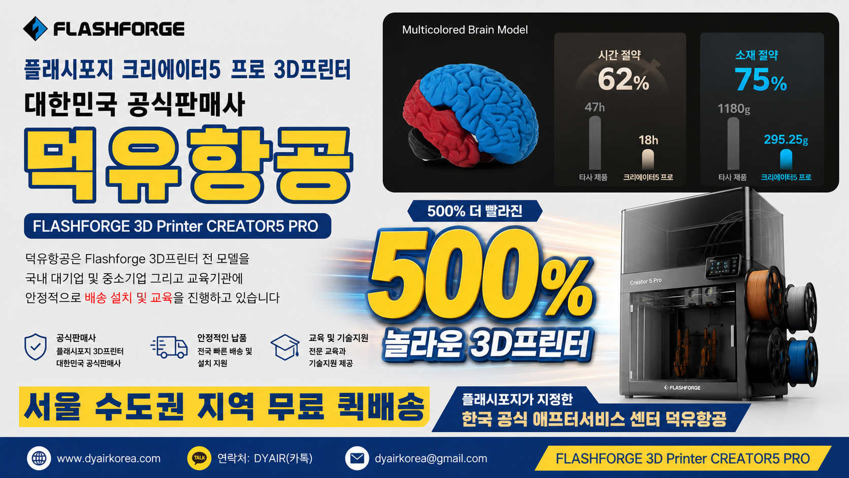 플래시포지 크리에이터5프로 리뷰, Flashforge 3D프린터 500% 더 빨리진 놀라운 성능