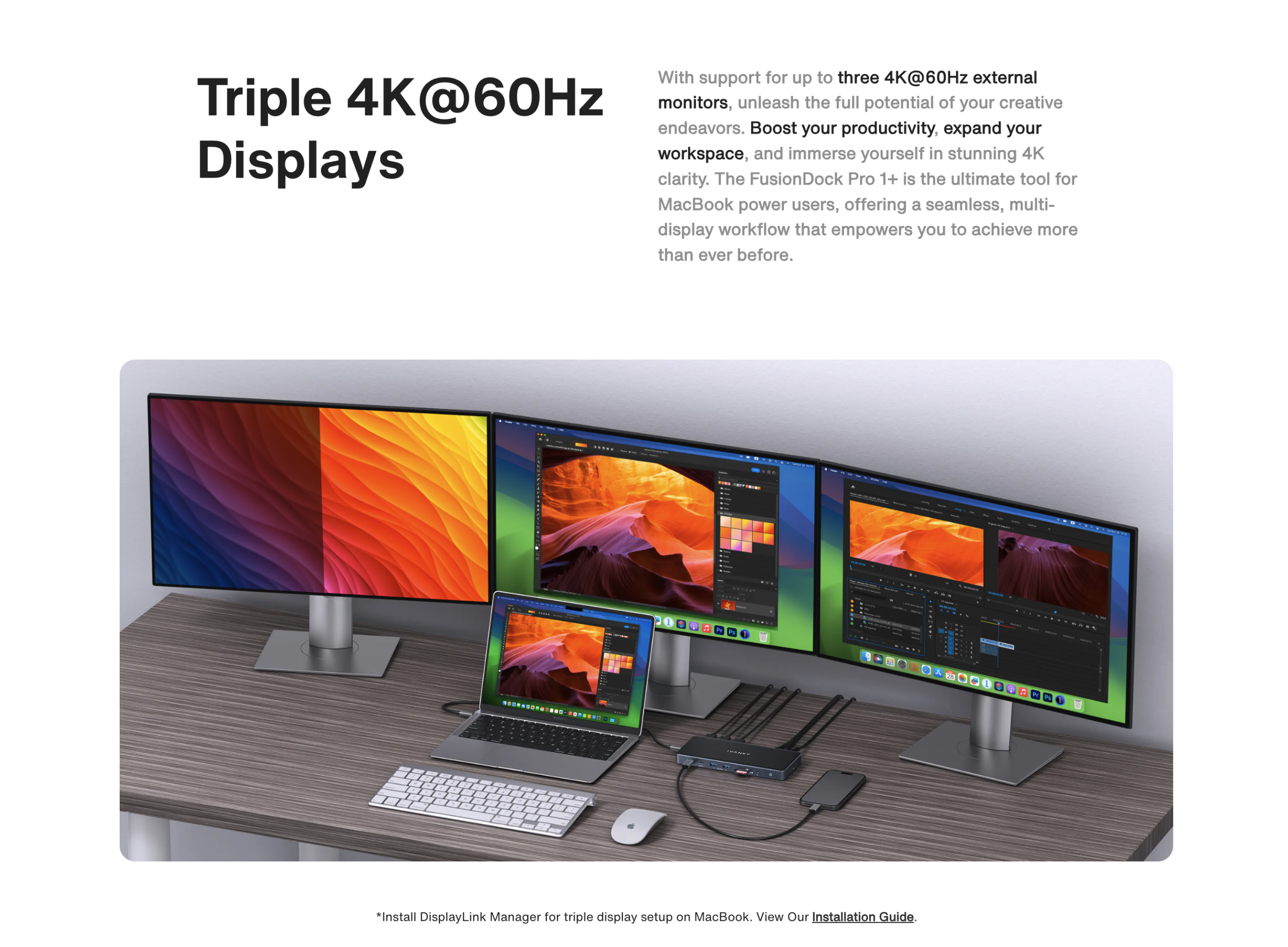 iVANKY 퓨전독 프로 1+(FusionDock Pro 1+) — M1/M2/M3 맥북을 트리플 4K 모니터로, 가장 합리적인 멀티모니터 해법