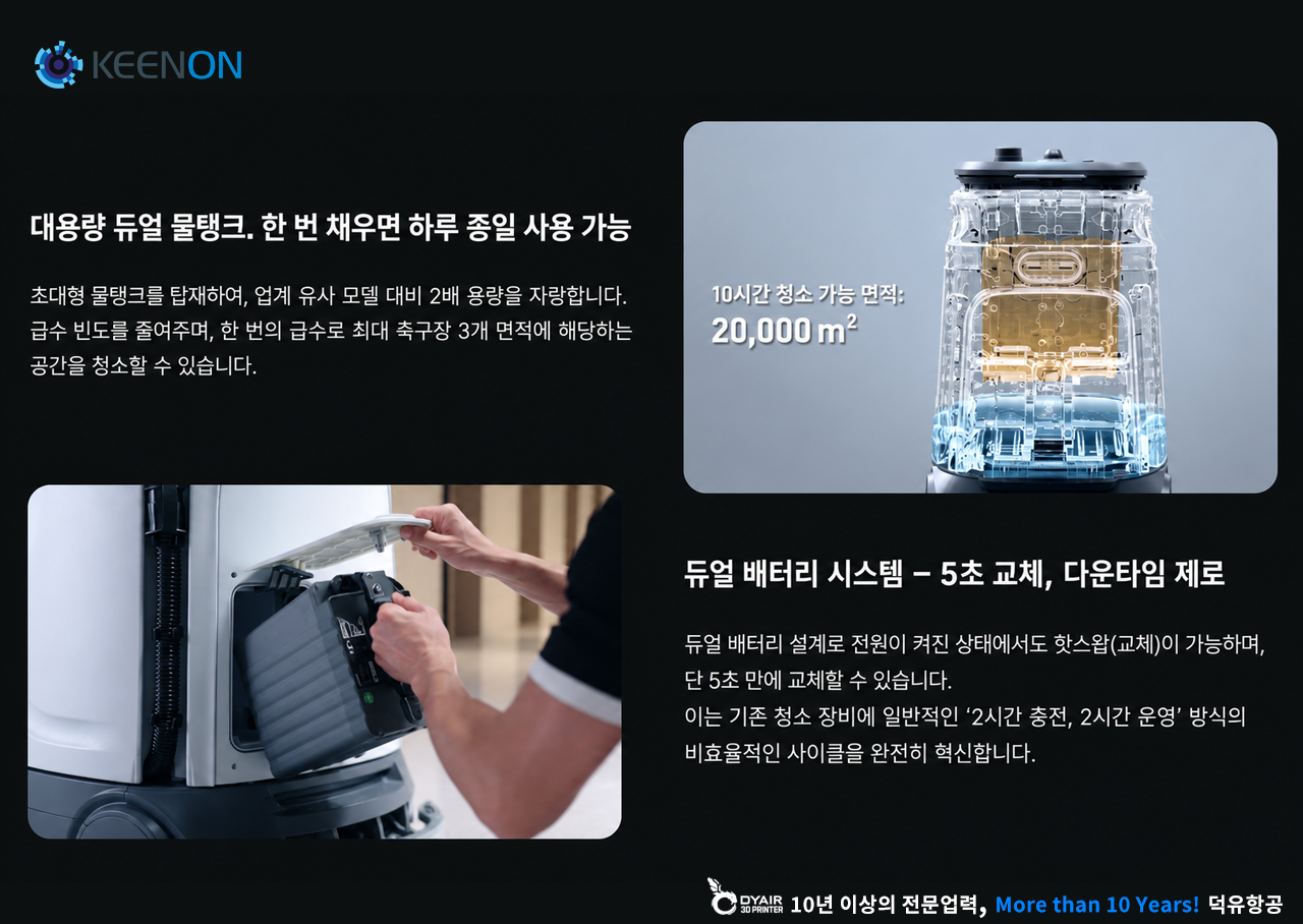 KEENON KLEENBOT C55 청소로봇, 60리터 대용량 듀얼 물탱크