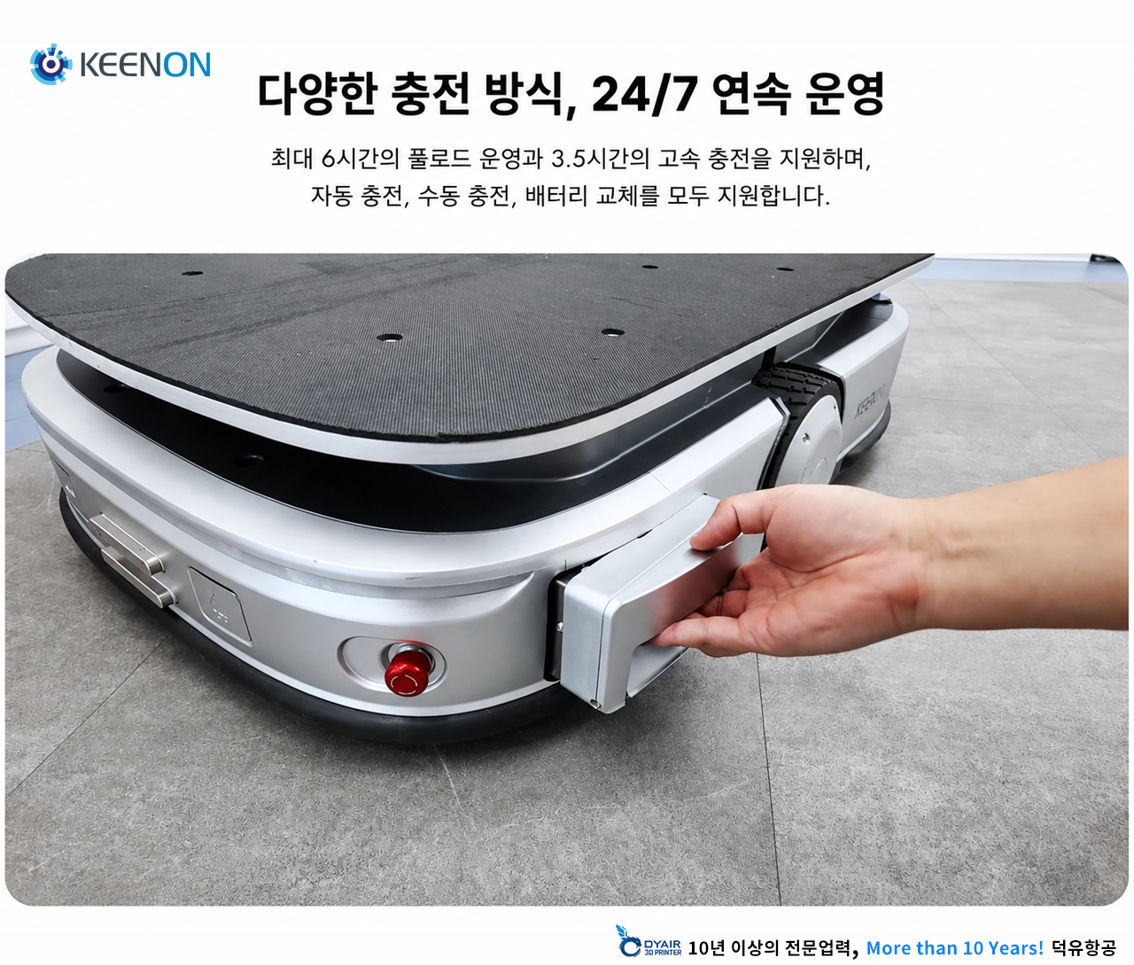300kg을 들어올려 스스로 옮깁니다 — KEENON S300 고하중 지능형 배송로봇 · 섀시 높이 23cm · 배포 1일, 물류센터 자동화