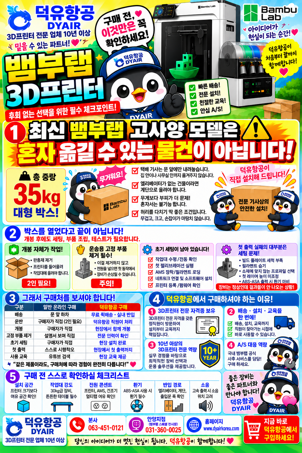 뱀부랩 3디프린터 고사양 모델, 고중량 이동 운반 설치의 어려움